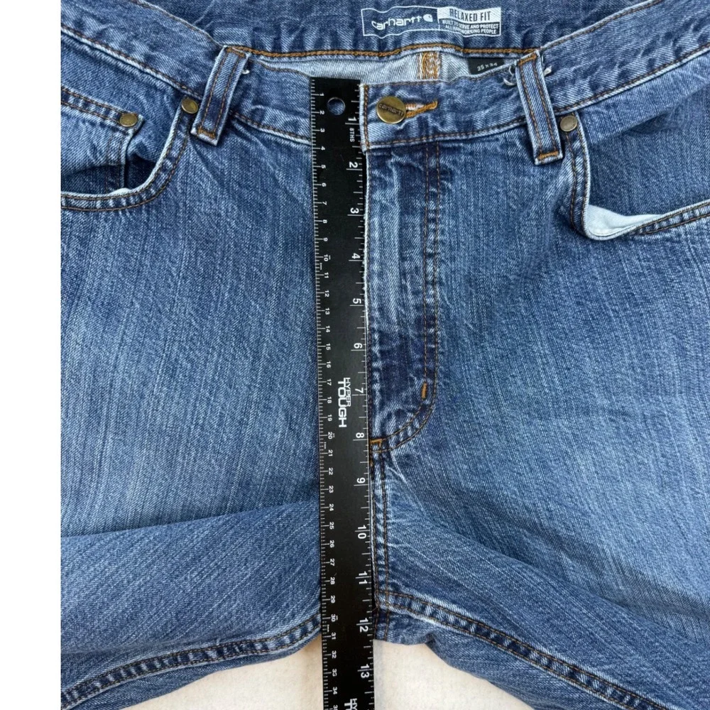 Carhartt Mens Relaxed Fit Jeans Blue Denim 35x34 Workwear‎ Utility rugged